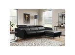 Livetastic , Schwarz , Textil, Leder , Echtleder , Rindleder , L-Form , 261x183 cm , Made in EU , Lederauswahl, seitenverkehrt erhältlich, Rücken echt , Wohnzimmer, Sofas & Couches, Wohnlandschaften, Ecksofas