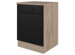FlexWell , Schwarz, Eichefarben , Holzwerkstoff , 1 Fächer , 1 Schublade(n) Schubladen , einzeln stellbar , 60x85x57 cm , Made in Germany , individuell planbar , Küche, Küchenblöcke, Küchenschränke, Küchenunterschränke