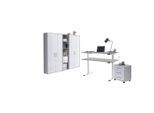 Mid.you , Grau, Weiß Hochglanz , Metall, Holzwerkstoff , 8,4 Fächer , 3 Schublade(n) Schubladen , Made in Germany , erweiterbar, abschließbar , Büromöbel, Komplette Büros