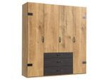 Mid.you , Graphitfarben, Eichefarben , Holzwerkstoff , 3 Fächer , 3 Schublade(n) Schubladen , 200x216x58 cm , BQ - Bündnis für Qualität, Made in Germany, DIN EN ISO 9001 , in verschiedenen Größen erhältlich ,