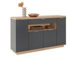 Möbelix , Anthrazit, Eiche Artisan , Holzwerkstoff , 6 Fächer , 1 Schublade(n) Schubladen , 153x92x38 cm ,