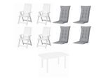 Gardenson , Grau, Weiß , Kunststoff, Textil , oval , 111x140x90 cm , Stühle klappbar , Gartenmöbel, Gartenmöbel-Sets, Gartengarnituren
