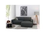 Trendmanufaktur , Anthrazit , Textil , Ottomane rechts, L-Form , 246x162 cm , Made in Europe , Rücken echt, Armteil links, Armteil rechts , Wohnzimmer, Sofas & Couches, Wohnlandschaften, Ecksofas
