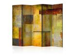 artgeist , Mehrfarbig, Dunkelgelb , Holz, Textil , Kiefer , massiv , Abstraktes , 225x172x3 cm , Motiv auf Vorder- und Rückseite , Kleinmöbel, Paravents