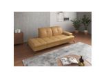 Sit & More , Currygelb , Textil, Leder , Kombination Echtleder/Stoff , Nappaleder , 231x90x122 cm , Goldenes M, Made in Europe, DGM-Klimapakt , Armteil rechts , Wohnzimmer, Sofas & Couches, Relaxliegen & Récamièren, Récamièren & Ottomanen