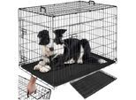 tectake® Hundekäfig-Gitterbox, klappbar, mit 2 Tragegriffen, 2 große Türen mit Doppelverriegelung, herausnehmbarer Boden, abgerundete Ecken