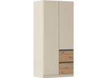 Drehtürenschrank RAUCH "Kleiderschrank Schrank Garderobe Wäscheschrank COSTA Breite 91 cm", beige (beige (champagner), eiche artisan, eingriffe graumetallic), B:91cm H:197cm T:54cm, Holzwerkstoff, Schränke, Drehtürenschrank, Breite 91 cm grifflose Front mit Push-to-Open Funktion MADE IN GERMANY