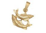 Sternzeichenanhänger JOBO "Anhänger Sternzeichen", goldfarben, Schmuckanhänger, Damen, Fische, Silber 925 (Sterlingsilber), 925 Silber vergoldet matt