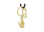 Kette mit Anhänger LACOSTE "ARTHOR", gelbgoldfarben, schwarz, Halsketten, Damen, Edelstahl Leder, L: 86 B: 4mm, Edelstahl, Leder, B:4mm