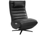 Stylife Relaxsessel, Schwarz, Metall, Textil, Leder, Echtleder, Rindleder, 68x108x84 cm, Relaxfunktion, Liegefunktion, Netzbetrieb, integrierter Akku, Sitzfläche 360° drehbar, Nackenkissen abnehmbar, Wohnzimmer, Sessel, Relaxsessel