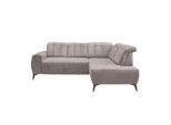 Livetastic , Taupe , Textil , Uni , Ottomane rechts, L-Form , 261x200 cm , Made in EU , Typenauswahl, Stoffauswahl, seitenverkehrt erhältlich, Rücken echt, USB-Anschluss, elektrischer Sitzvorzug, USB-C-Anschluss ,