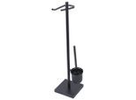Ondega , Schwarz , Metall , 18x73.5x18 cm , Badezimmer, WC-Ausstattung, WC-Bürsten