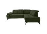 Livetastic , Dunkelgrün , Textil , Ottomane rechts, L-Form , 272x200 cm , seitenverkehrt erhältlich, Rücken echt, Armteil links, USB-C-Anschluss , Wohnzimmer, Sofas & Couches, Wohnlandschaften, Ecksofas