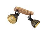 Globo , Schwarz, Goldfarben, Dunkelbraun , Holz, Metall , 12.5x25x30 cm , CE , verstellbare Spotlights , Beleuchtung, Innenleuchten, Strahler & Spots