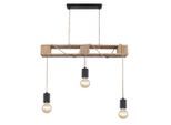Globo , Braun, Schwarz , Holz, Metall, Naturmaterialien , 10x120x83 cm , CE , Beleuchtung, Innenleuchten, Hängeleuchten, Hängeleuchten mehrflammig