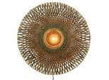 Good & Mojo , Schwarz, Hellbraun , Metall, Naturmaterialien , rund , 20 cm , Schnurschalter , Beleuchtung, Innenleuchten, Wandleuchten, Wandleuchten