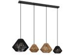 Globo , Schwarz, Beige , Metall, Kunststoff, Naturmaterialien , 30x120x103 cm , Beleuchtung, Innenleuchten, Hängeleuchten, Hängeleuchten mehrflammig