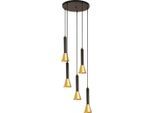 Möbelix , Schwarz, Goldfarben , Metall , konisch , 28 cm , Beleuchtung, Innenleuchten, Hängeleuchten, Hängeleuchten mehrflammig