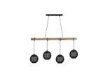 Globo , Naturfarben, Schwarz , Holz, Metall , 20x140x100 cm , höhenverstellbar , Beleuchtung, Innenleuchten, Hängeleuchten, Hängeleuchten mehrflammig