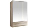 Mid.you , Eichefarben , Holzwerkstoff , 4 Fächer , 135x199x58 cm , BQ - Bündnis für Qualität, Made in Germany, DIN EN ISO 9001 , Beimöbel erhältlich, in verschiedenen Holzarten erhältlich, Schrankfront mit Spiegel , Schlafzimmer, Kleiderschränke, Drehtürenschränke