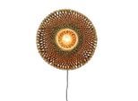 Good & Mojo , Schwarz, Hellbraun , Metall, Naturmaterialien , rund , 26 cm , Schnurschalter , Beleuchtung, Innenleuchten, Wandleuchten, Wandleuchten