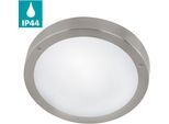 Wandleuchte EGLO "VENTO 1 Wandlampe, Edelstahl und Glas, IP44, Außenlampe, Garten, Lampe", weiß (edelstahlfarben, weiß), T:8cm, Leuchten, Wandleuchte, Wand-/Deckenleuchte, Ø28,5 x AL8 cm, edelstahl, 11W inkl.