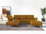 Ecksofa HOME AFFAIRE "Coco L-Form", gelb (mustard), B:294cm H:88cm T:242cm, 100% Polyester, Sofas, Ecksofa, Sitztiefen-, Arm- und Kopfteilverstellung, Cord-Bezug, Fußhöhe 15 cm