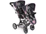 Puppen-Zwillingsbuggy CHIC2000 "Linus Duo", blau (melange grau, navy), Puppenwagen, KinderB:80cm H:79cm T:80cm, Kunststoff, Polyester, Stahl, Puppen-Zwillingsbuggy, mit zwei abnehmbaren, bis in Liegeposition verstellbaren Sportsitzen, B:80cm H:79cm T:80cm