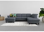 Wohnlandschaft SIT & MORE "Maggiore U-Form", grau (dunkelgrau), B:312cm T:224cm, 98% Polyester, 2% Polyamid, Sofas, Wohnlandschaft, wahlweise mit Kopfteilverstellung, Bettfunktion und Stauraum