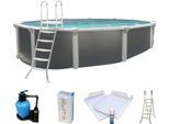 Rundpool KWAD "»Supreme« Design all in Premium Folie", blau (anthrazit, farbe innen: blau), B:360cm H:132cm L:360cm, Schwimmbecken, Rundpool, ØxH: 360x132cm, inkl. Bodenisolationsset