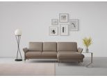 Ecksofa SIT & MORE "Fashion L-Form", grau (taupe), B:253cm H:84cm T:165cm, Sofas, Ecksofa, wahlweise mit Kopfteilverstellung, Vorziehsitz, motorisch, Nickelfüße