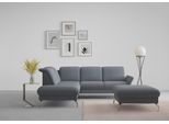 Ecksofa SIT & MORE "Fashion L-Form", blau (blaugrau), B:250cm H:84cm T:207cm, Sofas, Ecksofa, wahlweise mit Kopfteilverstellung, Vorziehsitz, motorisch, Nickelfüße