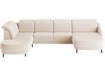 Wohnlandschaft SIT & MORE "Blues U-Form", beige, B:356cm H:93cm T:249cm, 100% Polyester, Sofas, Wohnlandschaft, inkl. Kopfteilverstellung, wahlweise mit Klapptisch und USB