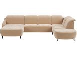 Wohnlandschaft SIT & MORE "Blues U-Form", braun (macciato), B:356cm H:93cm T:249cm, 100% Polyester, Sofas, Wohnlandschaft, inkl. Kopfteilverstellung, wahlweise mit Klapptisch und USB