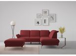 Ecksofa SIT & MORE "Fashion L-Form", rot (bordeaux), B:250cm H:84cm T:207cm, Sofas, Ecksofa, wahlweise mit Kopfteilverstellung, Vorziehsitz, motorisch, Nickelfüße