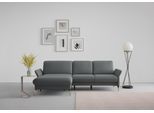 Ecksofa SIT & MORE "Fashion L-Form", grau (dunkelgrau), B:253cm H:84cm T:165cm, Sofas, Ecksofa, wahlweise mit Kopfteilverstellung, Vorziehsitz, motorisch, Nickelfüße