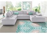 Wohnlandschaft HOME AFFAIRE "Labene U-Form", silber, B:326cm H:82cm T:90cm, Struktur fein (95% Polyester, 5% Polyamid);Luxus-Microfaser ALTARA NUBUCK (100% Polyester);Kunstleder SOFTLUX / Struktur (100% Polyester);Struktur (100% Polyester), Sofas, Wohnlandschaft, wahlweise mit Bettfunktion und Bettkasten