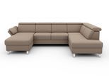 Wohnlandschaft SIT & MORE "Vincenzo U-Form", braun (macchiato), B:317cm H:84cm T:93cm, Sofas, Wohnlandschaft, inklusive Kopfteilverstellung, wahlweise mit Bettfunktion, Bettkasten