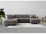 Wohnlandschaft SIT & MORE "Maggiore U-Form", grau (fango), B:312cm T:224cm, 95% Polyester, 5% Polyamid, Sofas, Wohnlandschaft, wahlweise mit Kopfteilverstellung, Bettfunktion und Stauraum
