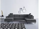 Wohnlandschaft HOME AFFAIRE "Birkholm U-Form", grau, B:347cm H:83cm T:226cm, 100% Polyester, Sofas, Wohnlandschaft, Armlehnverstellung, auch in Easy Clean Bezug - mit Wasser zu reinigen