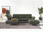 Ecksofa HOME AFFAIRE "Coco L-Form", grün (olive), B:294cm H:88cm T:242cm, 95% Polyester, 5% Polyamid, Sofas, Ecksofa, Sitztiefen-, Arm- und Kopfteilverstellung, Cord-Bezug, Fußhöhe 15 cm
