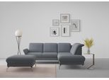 Ecksofa SIT & MORE "Fashion L-Form", blau (blaugrau), B:250cm H:84cm T:207cm, Sofas, Ecksofa, wahlweise mit Kopfteilverstellung, Vorziehsitz, motorisch, Nickelfüße