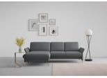 Ecksofa SIT & MORE "Fashion L-Form", grau (dunkelgrau), B:253cm H:84cm T:165cm, Sofas, Ecksofa, wahlweise mit Kopfteilverstellung, Vorziehsitz, motorisch, Nickelfüße