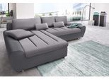 Ecksofa SIT & MORE "Bandos L-Form", grau (anthrazit, hellgrau), B:289cm H:83cm T:173cm, Flachgewebe, 2-farbig ( 100% Polyester);Luxus-Kunstleder / Struktur ( 95% Polyester, 5% Baumwolle );Altara Nubuck (95% Polyester, 5% Baumwolle) / Feinstruktur (100% Polypropylen), Sofas, Ecksofa, in 2 unterschiedlichen Größen, wahlweise mit Bettfunktion
