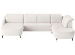 Wohnlandschaft SIT & MORE "Blues U-Form", weiß, B:356cm H:93cm T:249cm, 100% Polyester, Sofas, Wohnlandschaft, inkl. Kopfteilverstellung, wahlweise mit Klapptisch und USB