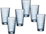 Longdrinkglas RITZENHOFF & BREKER "Favo, 6-teilig", blau, H:14,2cm Ø:8,4cm, Glas, Trinkgefäße, Longdrinkglas, 6er Set, je 350 ml