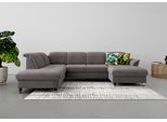 Wohnlandschaft SIT & MORE "Maggiore U-Form", grau (fango), B:312cm H:88cm T:224cm, 95% Polyester, 5% Polyamid, Sofas, Wohnlandschaft, wahlweise mit Kopfteilverstellung, Bettfunktion und Stauraum