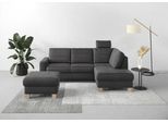 Ecksofa HOME AFFAIRE "Summer L-Form", grau, B:236cm H:91cm T:170cm, 100% Polyester, Sofas, Ecksofa, mit Ottomane, wahlweise mit Bettfunktion und Bettkasten, Cord-Bezug