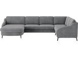 Wohnlandschaft SIT & MORE "Soul U-Form", grau (stone), B:356cm H:90cm T:227cm, 100% Polyester, Sofas, Wohnlandschaft, wahlweise mit Bettfunktion und Bettkasten oder Schubkasten