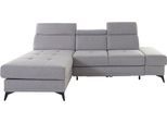 Ecksofa HOME AFFAIRE "Cardiz L-Form", grau (hellgrau), B:246cm H:83cm T:173cm, Webstoff (100% Polyester);Luxus-Microfaser Paris (90% Polyester/10% Polyamid);Struktur fein (100% Polyester);Samtoptik (100% Polyester), Sofas, Ecksofa, inkl.Kopfteilverstellung und Federkern wahlweise mit Bettfunktion